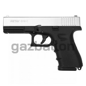 СХП Охолощенный пистолет Retay G19C Glock, кал. 9 мм, никель